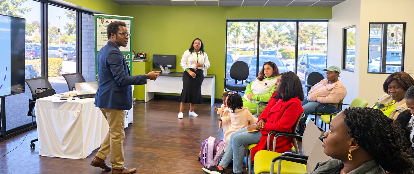 A presenter leading an AIFS Mental Health and Wellness Workshop for families